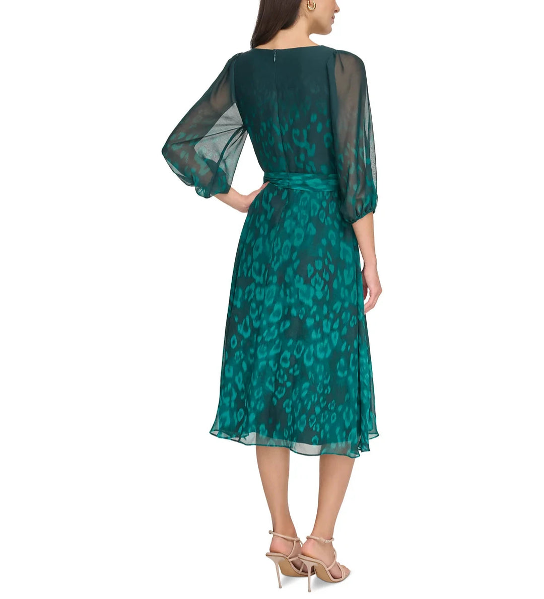 DKNY Balloon-Sleeve V-Neck A-Line Dress