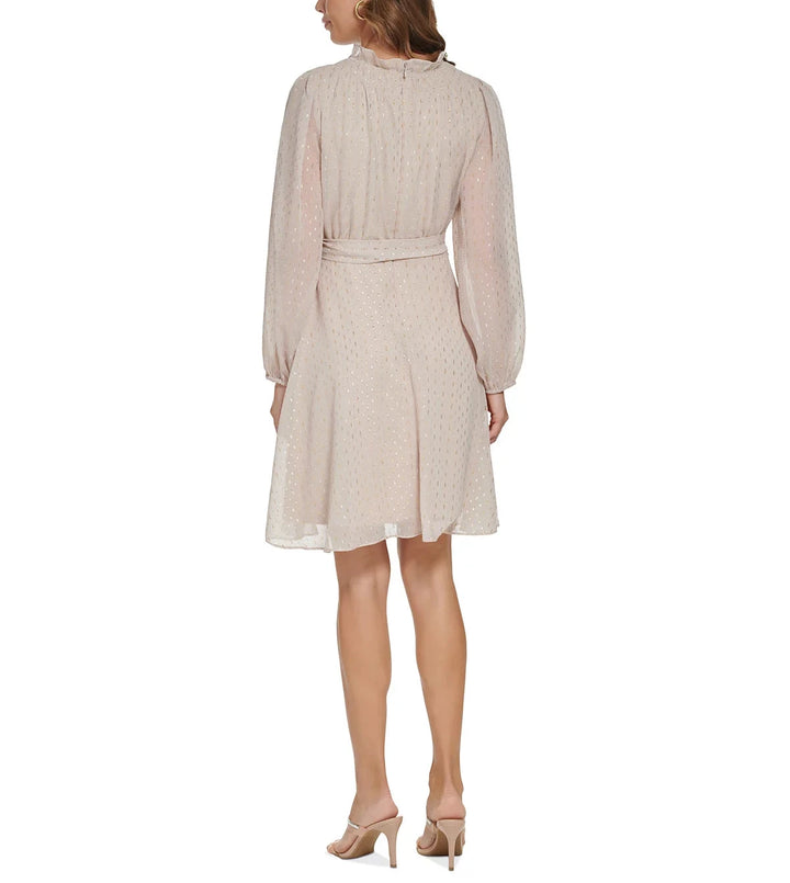 DKNY Balloon-Sleeve Belted A-Line Dress