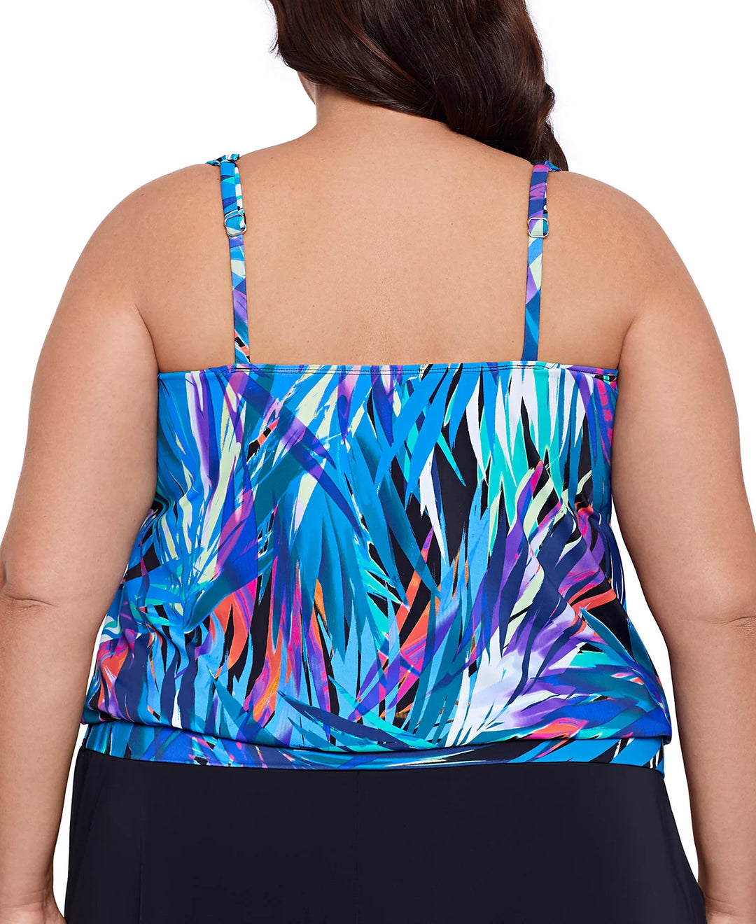 Swim Solutions Plus Size Printed Blouson Tankini Top