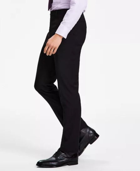 Dkny MEN's Modern-Fit Stretch Black Plaid Suit Pants