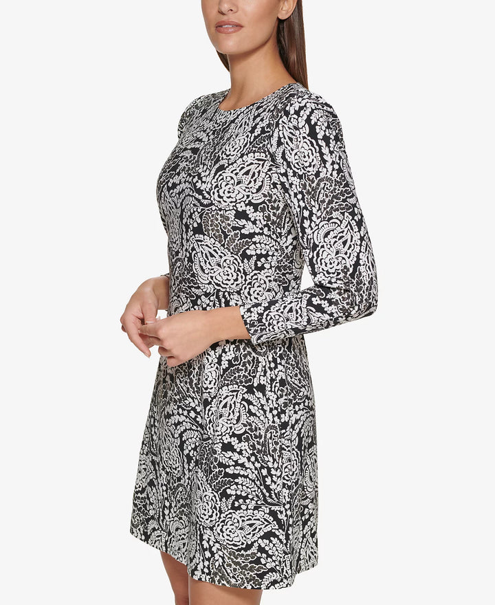 Tommy Hilfiger Printed Puff-Sleeve A-Line Dress