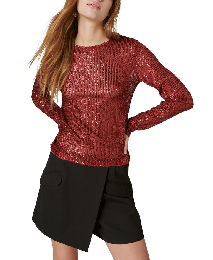 Lucky Brand Sequin Knit Long-Sleeve Top