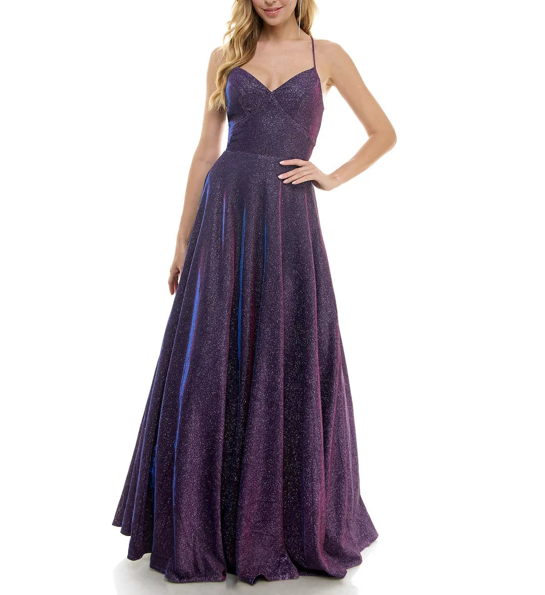 City Studio Juniors' Glitter-Knit V-Neck Ball Gown DGFOutlet City Studio Juniors' Glitter-Knit V-Neck Ball Gown DGFOutlet