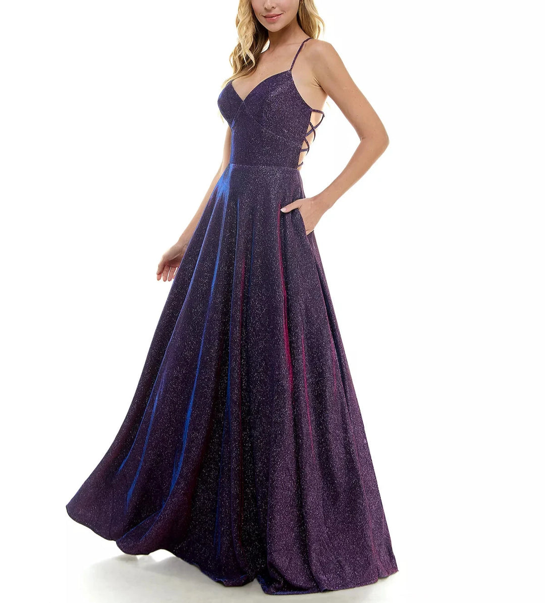purple sparkly dresses juniors Teen Girls Short Sleeve Ombre Sequin Shift Dress - PURPLE
