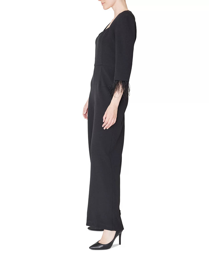 julia jordan Feather-Trim Jumpsuit