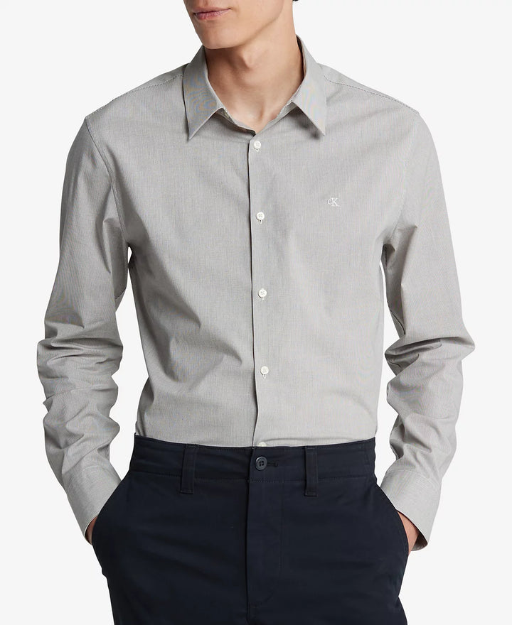 Calvin Klein MEN Slim-Fit Stretch Stripe Button-Down Shirt