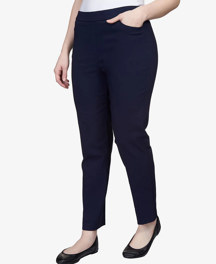 Alfred Dunner Petite Classics Tummy-Control Pull-On Straight-Leg Pants