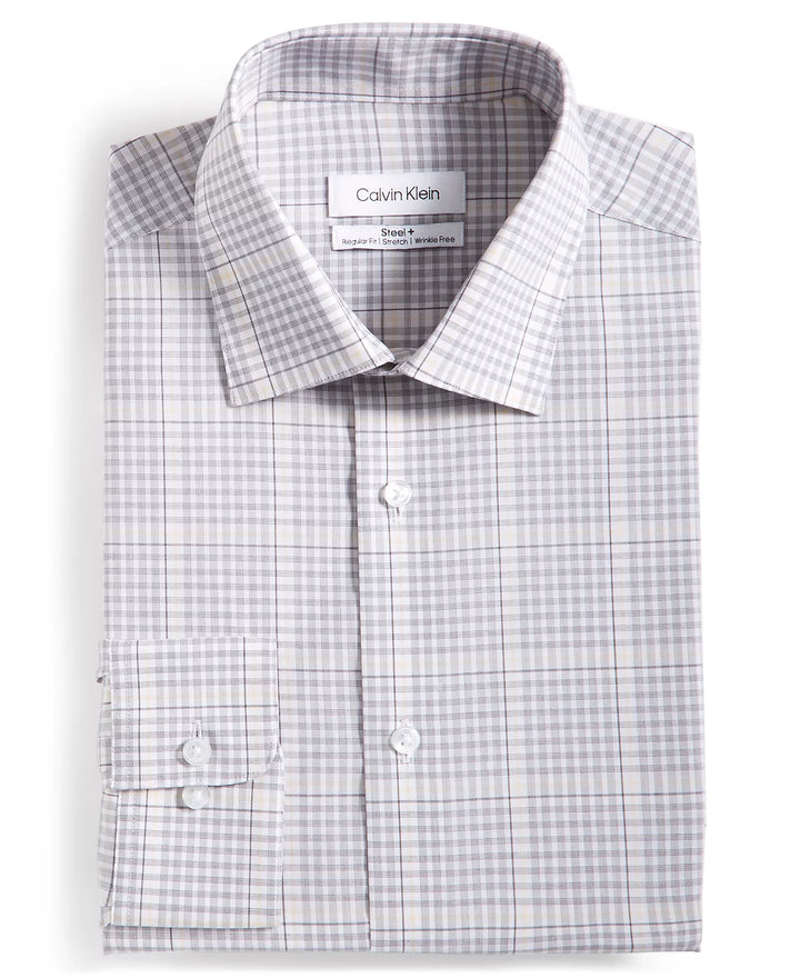 Calvin Klein MEN Regular-Fit Stretch Performance Check Dress Shirt