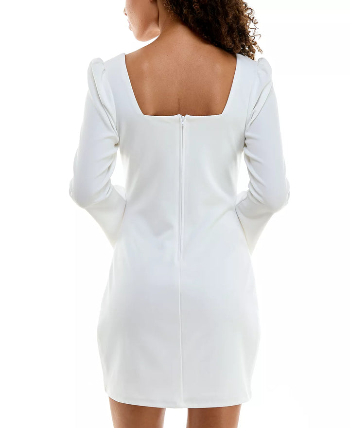 Speechless Juniors' Long Sleeve Faux-Pearl- Sleeve Dress