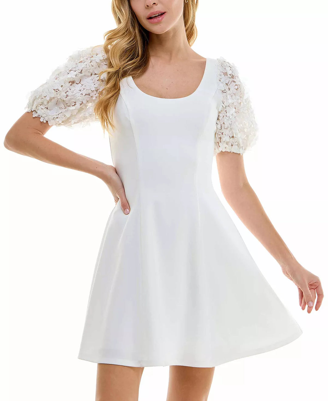 City Studios Juniors' Embellished Puff-Sleeve Fit & Flare Dress DGFOutlet City Studios Juniors' Embellished Puff-Sleeve Fit & Flare Dress DGFOutlet