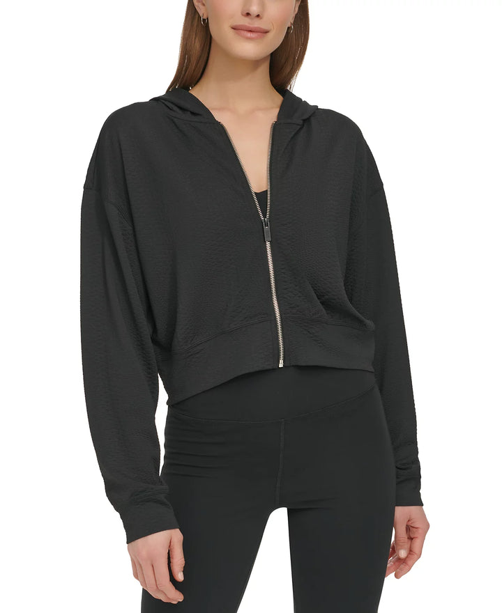 DKNY Textured-Jacquard Long-Sleeve Hoodie