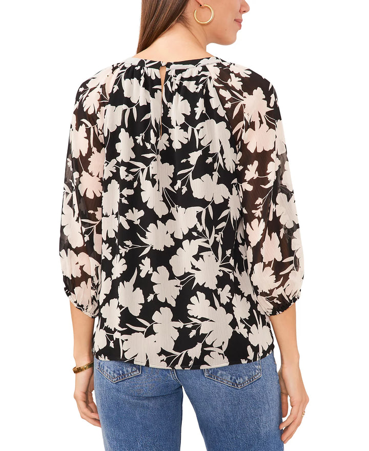 Vince Camuto 3/4 Sleeve Peasant Key Hole Blouse