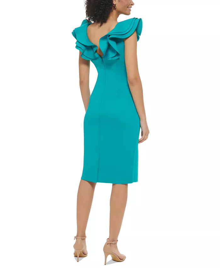 Eliza J Ruffle Cap-Sleeve Bodycon Dress