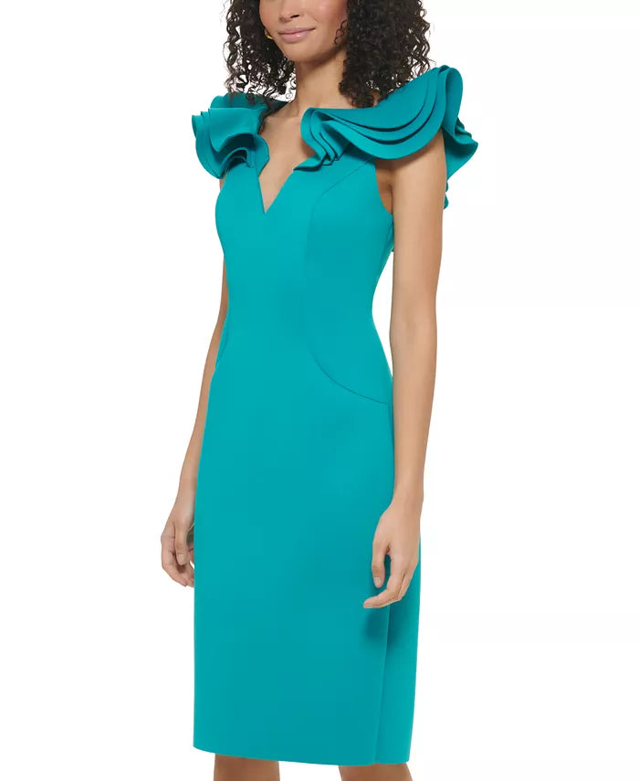 Eliza J Ruffle Cap-Sleeve Bodycon Dress