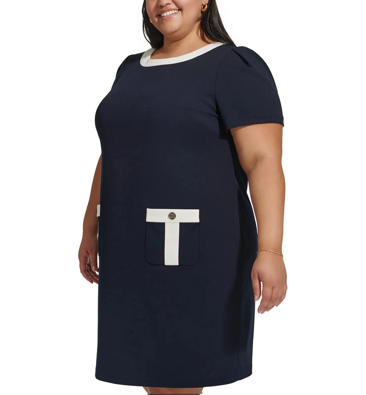 Tommy Hilfiger Plus Size Contrast-Trim Shift Dress