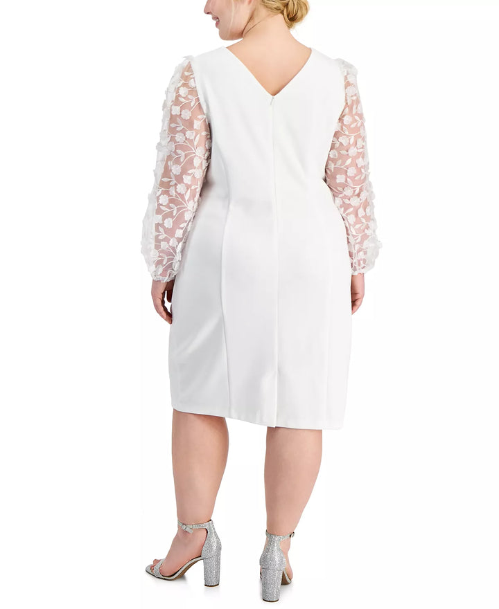 Connected Plus Size 3D Floral-Applique Sheath Dress