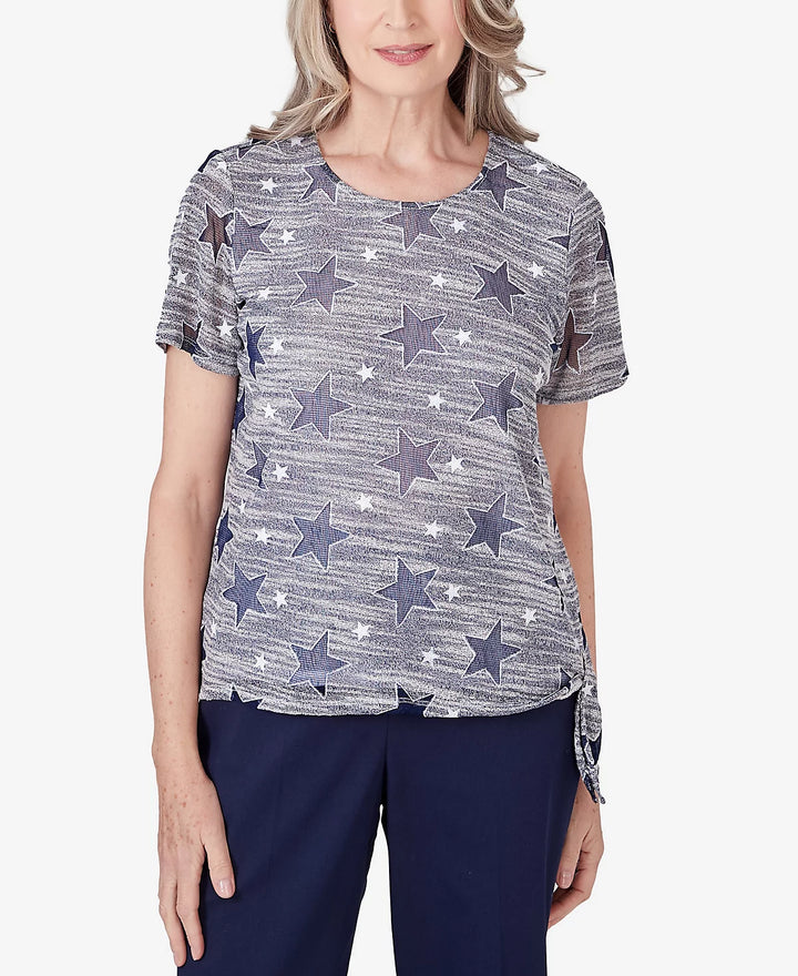 Alfred Dunner Petite All American Lined Space Dye Stars T-shirt