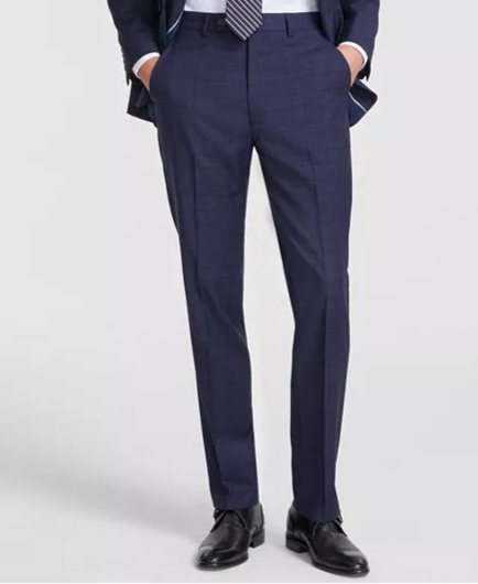 Calvin Klein Men's Slim-Fit Wool-Blend Stretch Plaid Suit  Pant