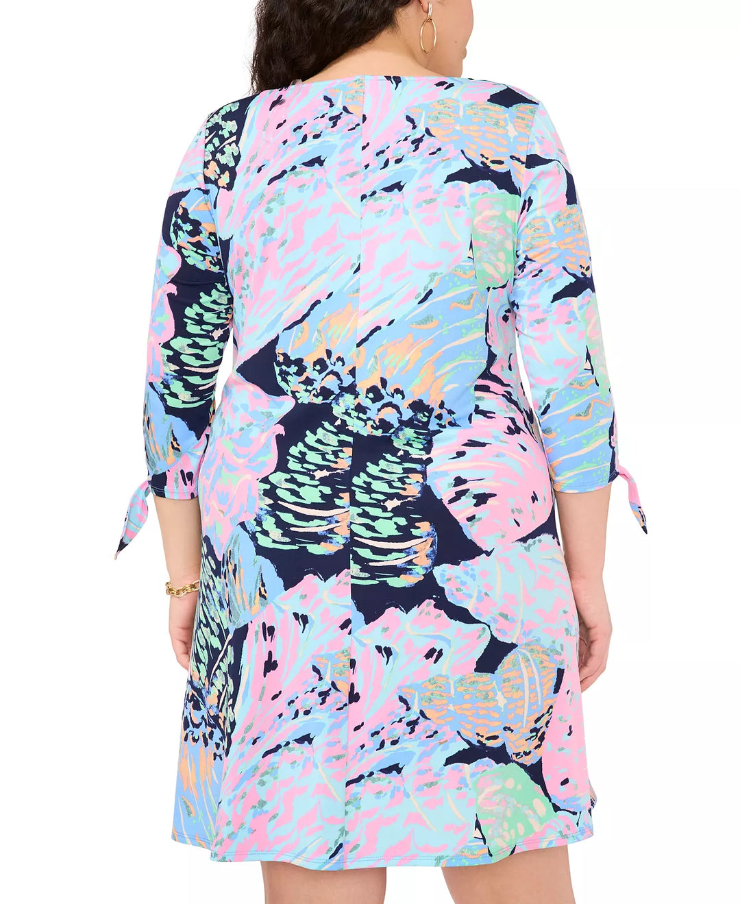 MSK Plus Size 3/4-Sleeve Abstract-Print Shift Dress