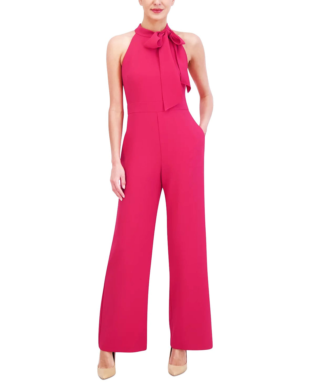 Vince Camuto Stretch-Crepe Tie-Neck Sleeveless Jumpsuit
