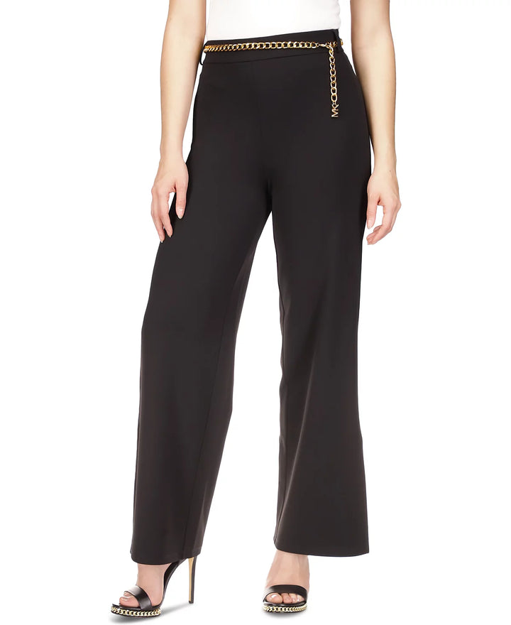 MICHAEL MICHAEL KORS Petite Chain-Belt High-Rise Wide-Leg Pants