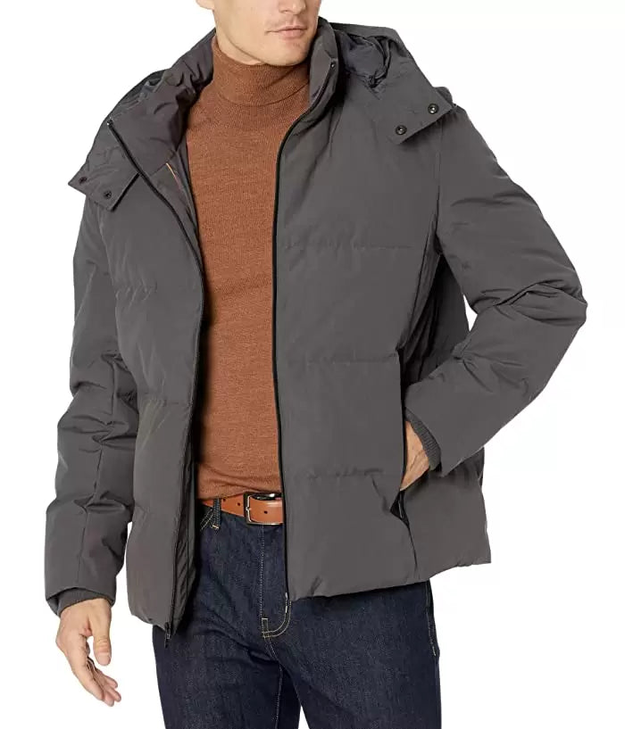 Cole Haan Men's Dry Hand Down with Detachable Hood Coat