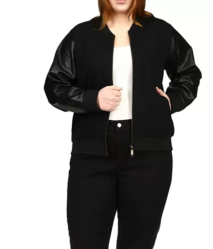 MICHAEL MICHAEL KORS Plus Size Mixed-Media Bomber Jacket
