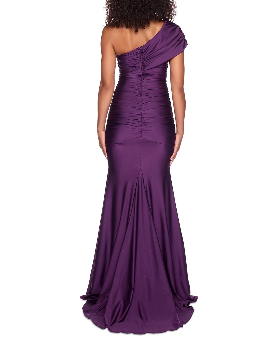 B. Darlin Juniors' One-Shoulder Draped Floor-Sweeping Gown