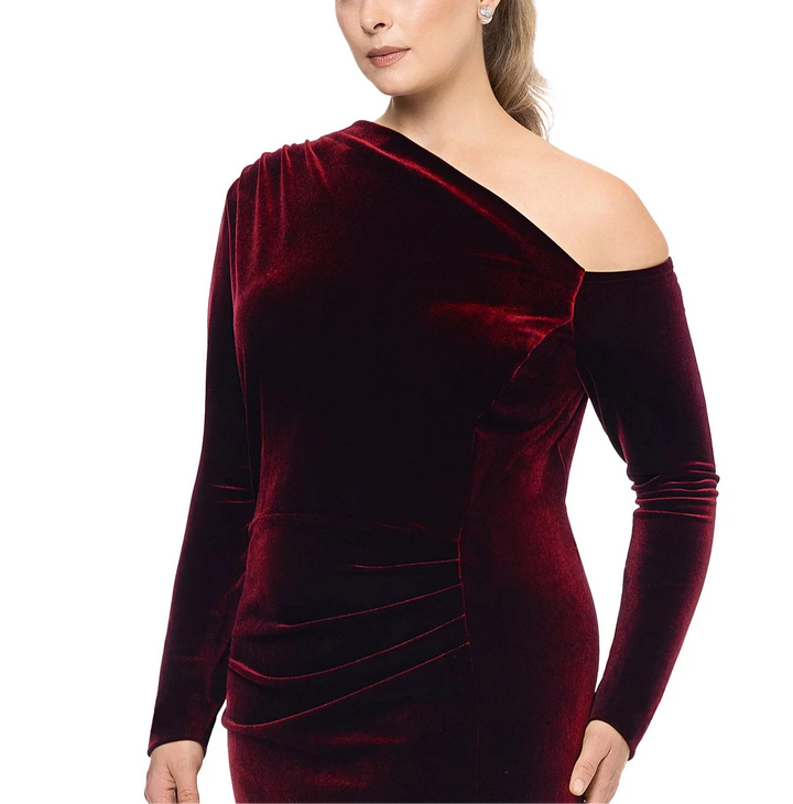 Betsy & Adam Plus Size Cold-Shoulder Velvet Gown