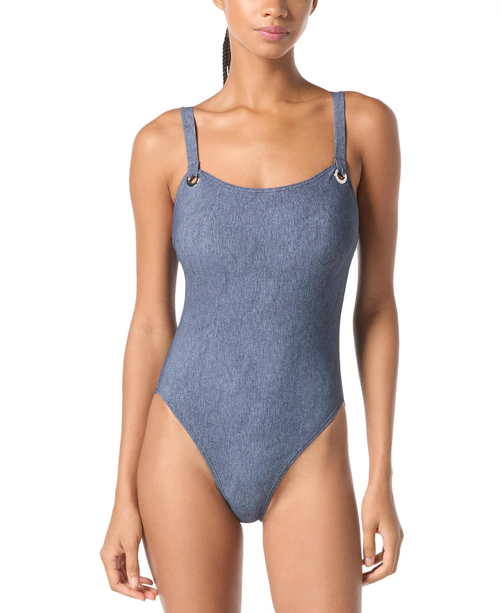 MICHAEL Michael Kors Grommet Scoop-Neck One-Piece Swimsuit