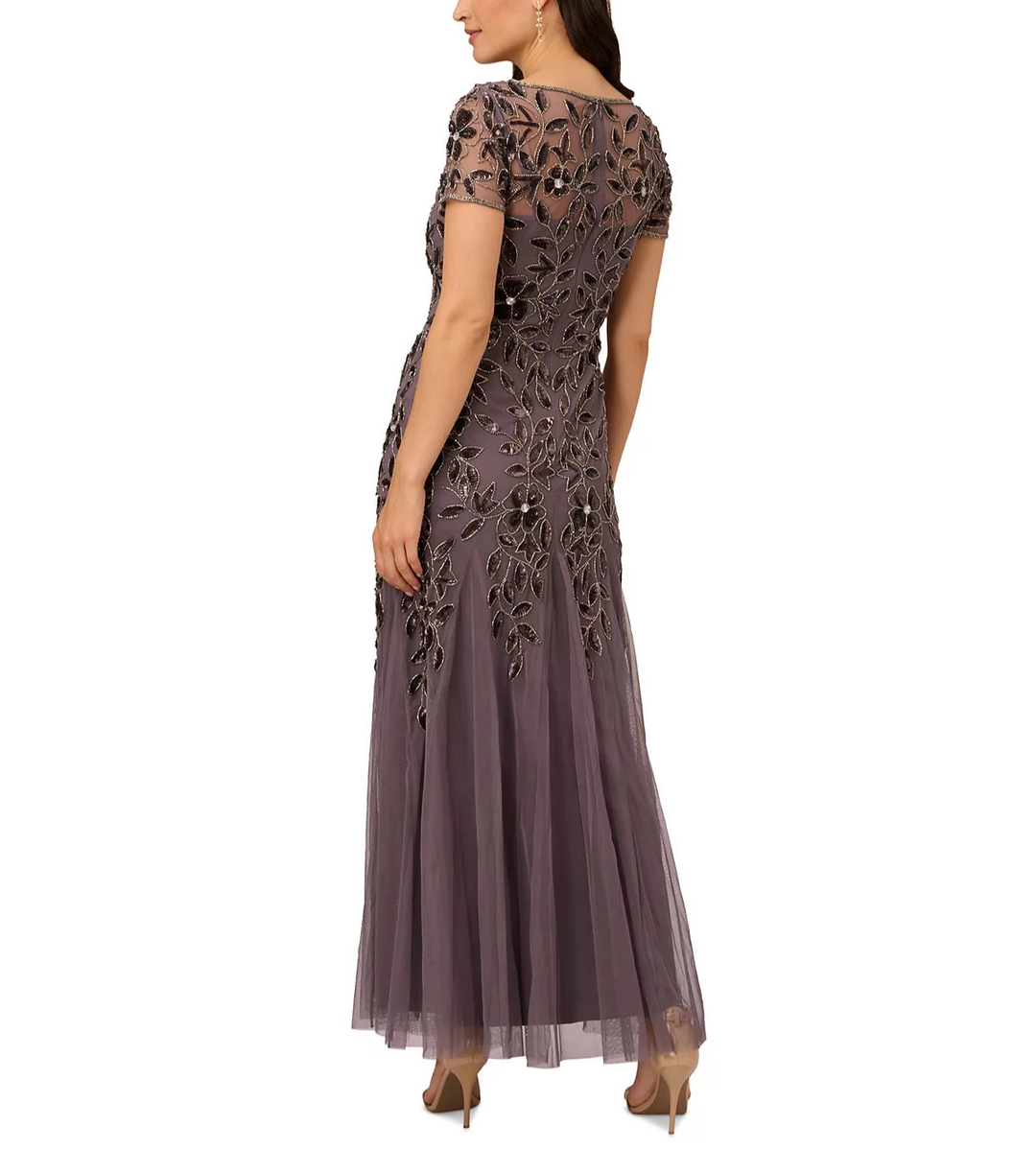 Adrianna Papell Floral-Beaded Gown