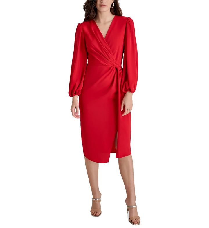 DKNY Tie-Waist Faux-Wrap Sheath Dress