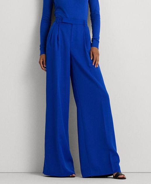 Lauren Ralph Lauren Women's Pleated Satin Crepe Wide-Leg Pants