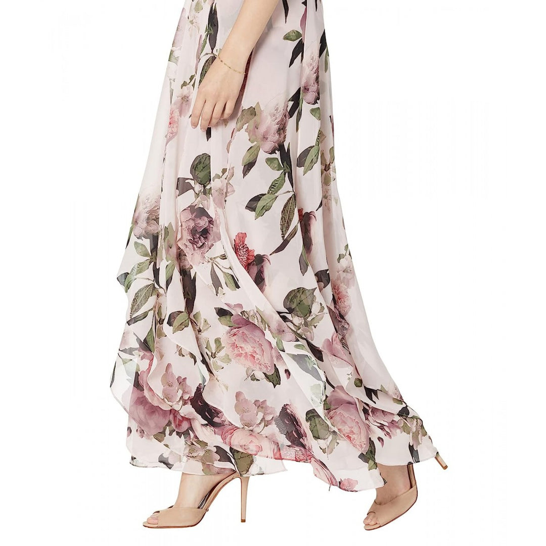 XSCAPE Floral-Print Chiffon Halter Gown