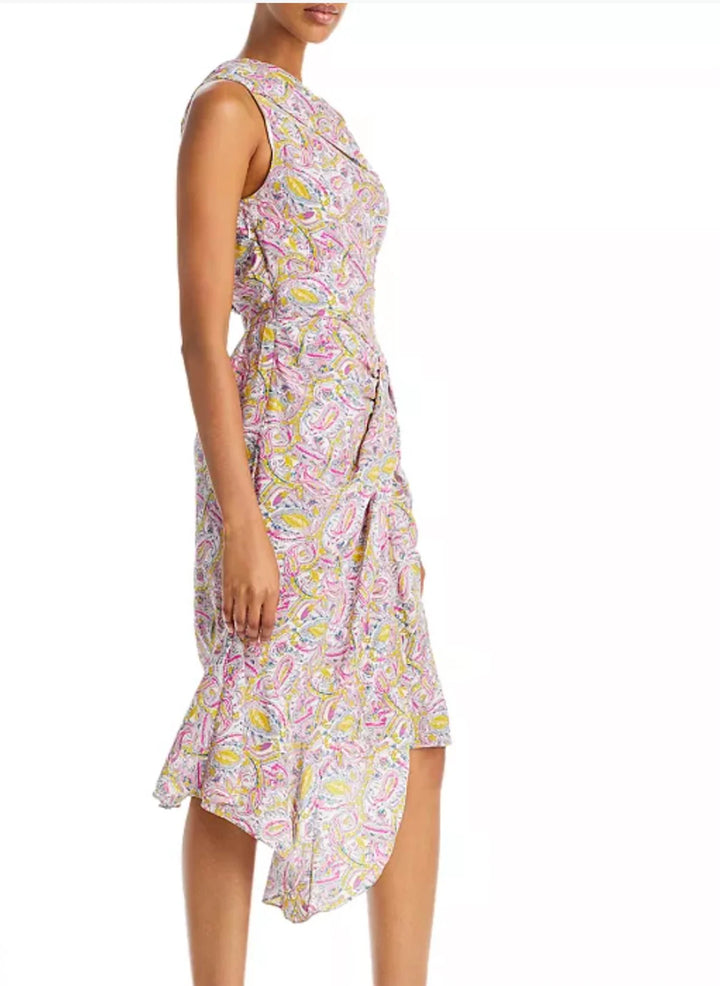 IRO Tabea Silk Printed One Shoulder Dress