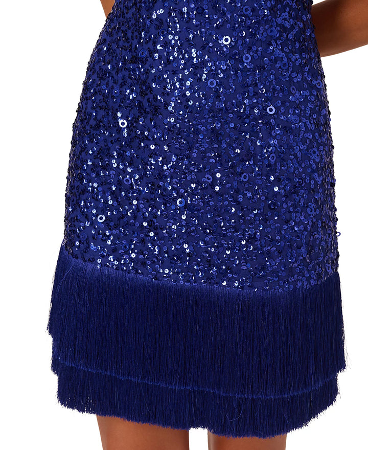 Adrianna Papell Sequined Fringe Sheath Dress