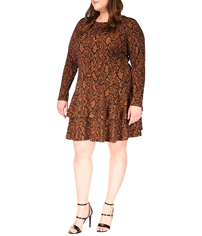 MICHAEL KORS Plus Size Animal-Print Tiered-Ruffled Dress