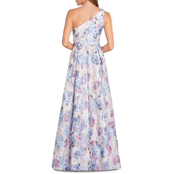 Aidan Mattox Floral Burnout One Shoulder Ball Gown