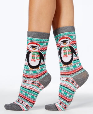 Charter Club Womens Fairisle Penguin Holiday Christmas 2 pairs Crew Socks