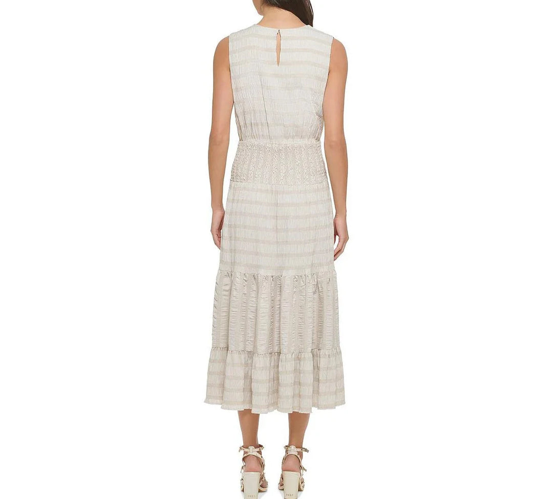 DKNY Smocked Long Maxi Dress