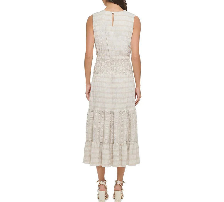 DKNY Smocked Long Maxi Dress