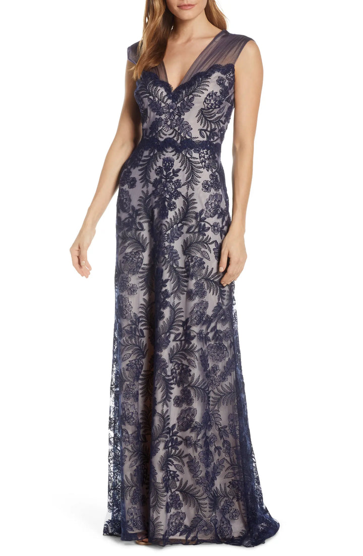 Tadashi Shoji Embroidered Lace Gown