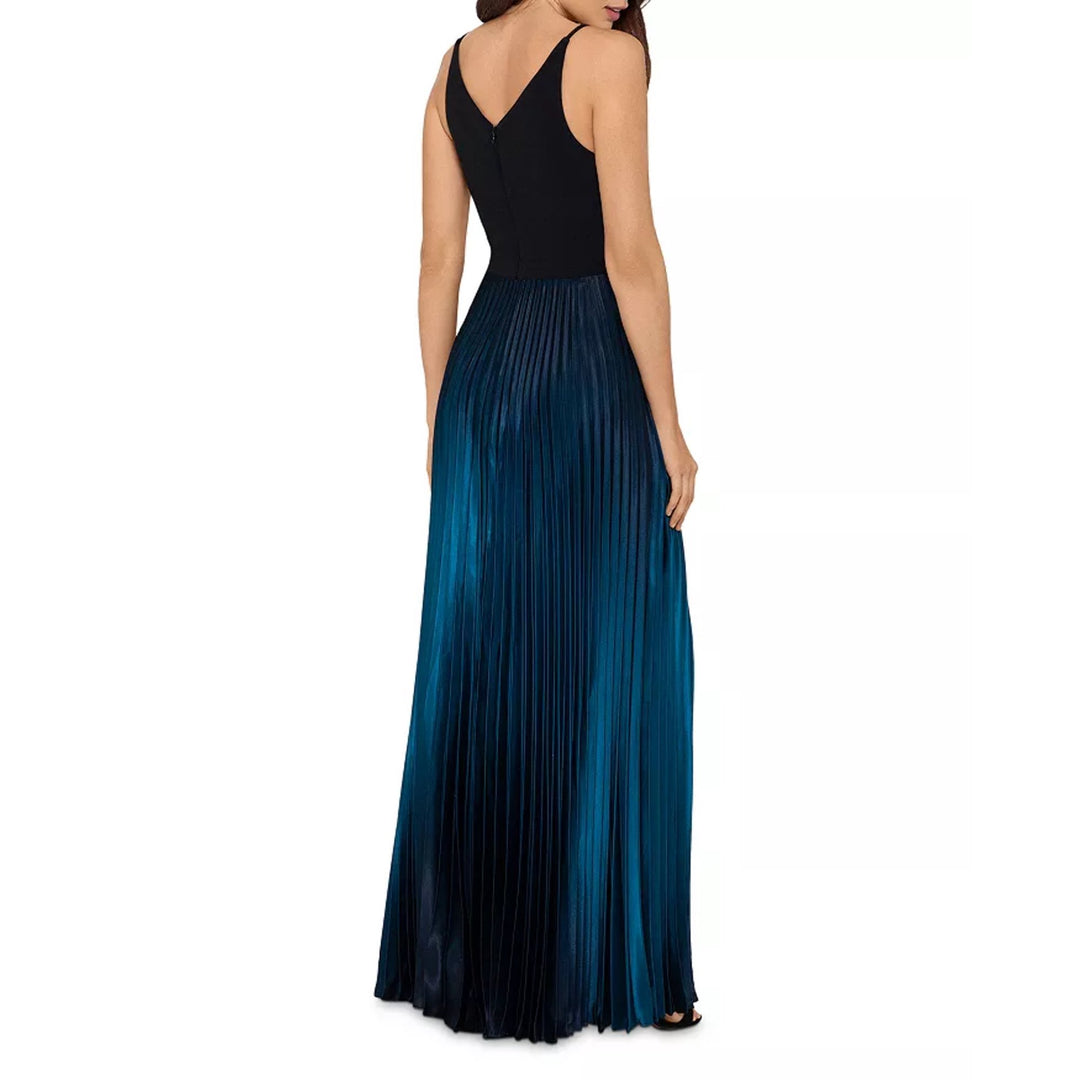 AQUA Pleated Shimmer Gown