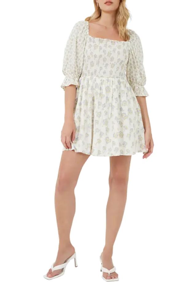 FRENCH CONNECTION Doria Smocked Floral Print Mini Dress