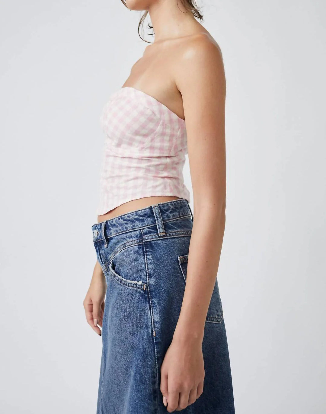 Free People Leilani Cotton Gingham Tube Top