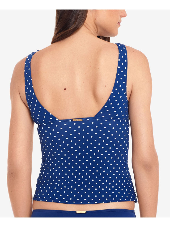 LAUREN RALPH LAUREN Polka Dot Surplice Ruffled Tankini Top