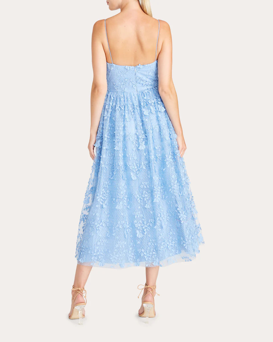 ML Monique Lhuillier Embellished Tulle Midi Dress