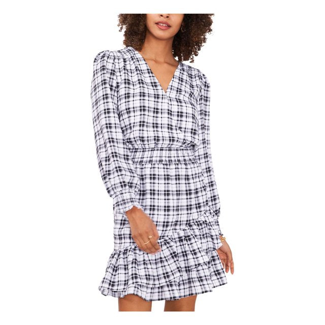 VINCE CAMUTO Plaid Wrap Front Dress