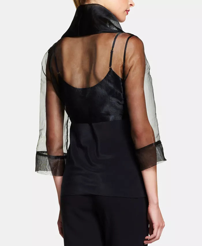Adrianna Papell Organza Tie Front Wrap Jacket