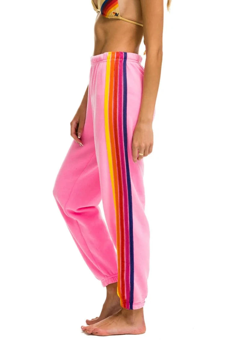 Aviator Nation Neon Pink Rainbow Stripe Sweatpants